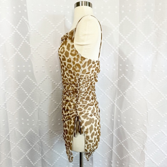 🐣 298. Rue21 Leopard Print Asymmetrical Spaghetti Strap Top Size Small - Picture 5 of 8